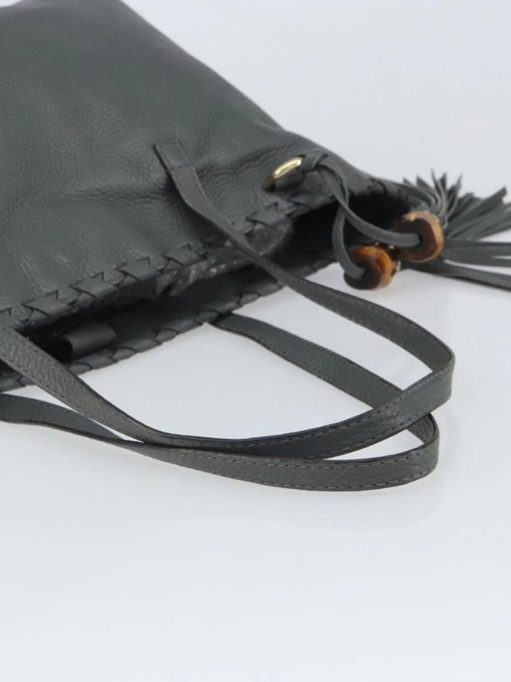 GUCCI Tote Bag Leather Outlet Gray Silver 354665 Auth 164491 - Picture 8 of 16